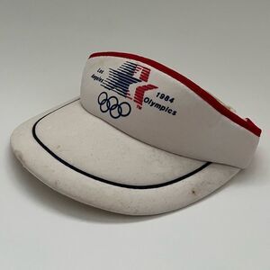 Vintage 1980 Los Angeles 1984 Olympics Sun Visor Hat White One Size Made in USA